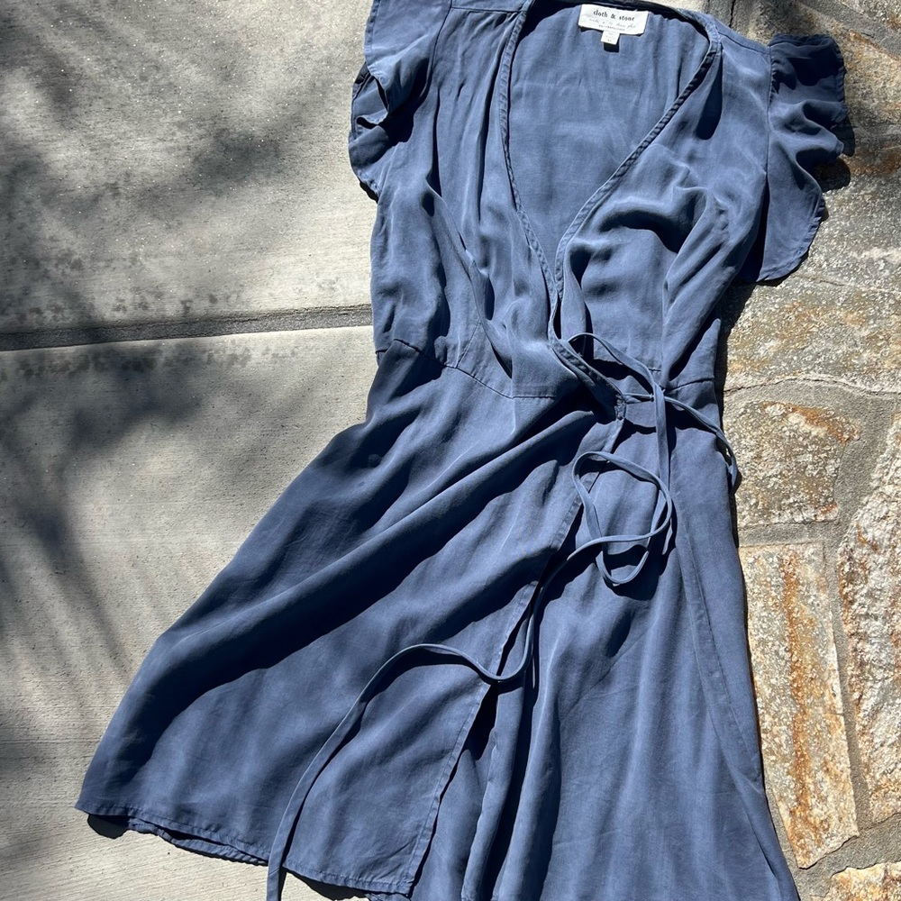 Cloth & Stone Blue Wrap Dress